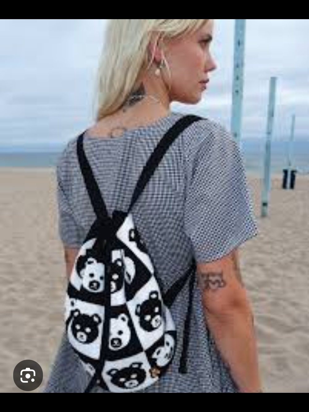 Black & White Bear Print Sling Backpack - Women